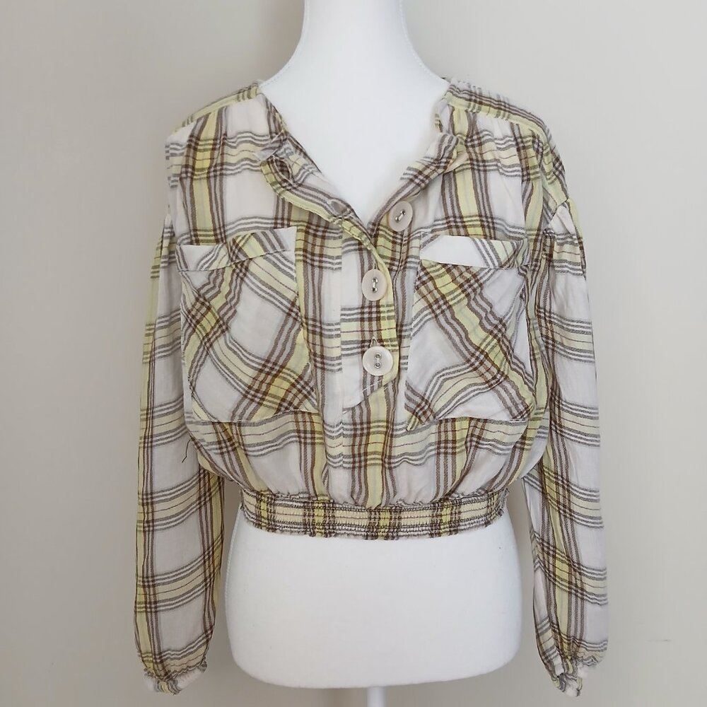 Free People It's The Good Life Plaid Cropped Top Size Small 👚Host Pick👚 - Picture 5 of 10